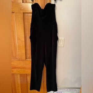 EXPRESS black strapless velvet jumpsuit